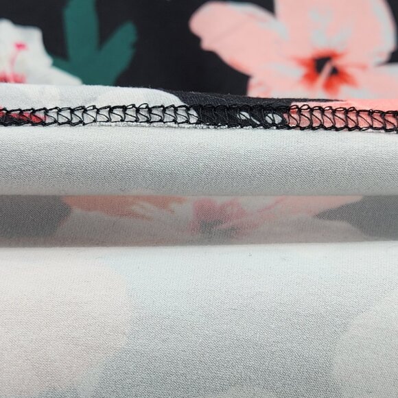 Floral Raglan Baseball Tee Striped Long Sleeve Black Pink Women’s Size L So Soft - Picture 7 of 13